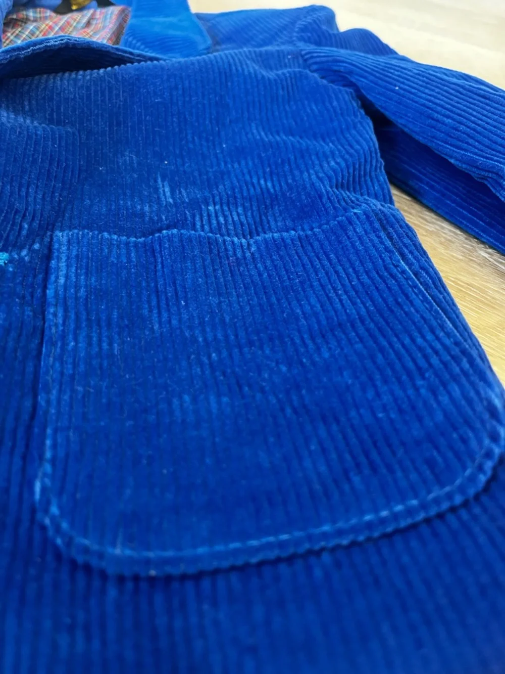 Blue Corduroy Blazer with Plaid Interior